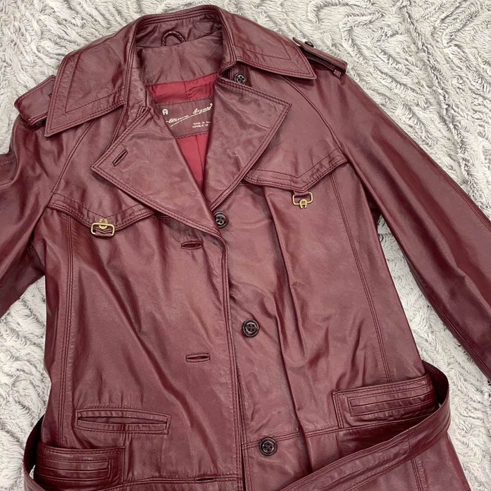 Vintage Etienne Aigner Leather Coat size 12